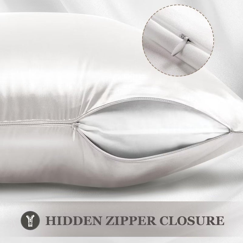 Adubor 100% Silk Pillowcase - Mulberry Silk Pillow Cases, 23 Momme 6A Grade Fibers, Silk Pillow Case for Hair and Skin Health, with Hidden Zipper (King 20''Ã—36'', Lvory White, 1PC) - Image 4